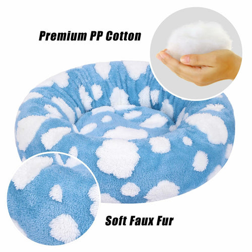 Calming Donut Dog & Cat Bed Small Fluffy Round Washable Gray Non-Slip
