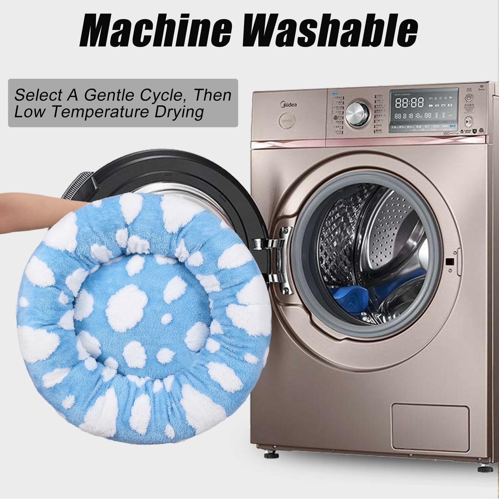 Calming Donut Dog & Cat Bed Small Fluffy Round Washable Gray Non-Slip